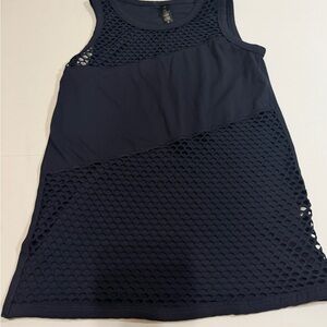 Yogalicious Navy Blue Mesh Athletic Tank